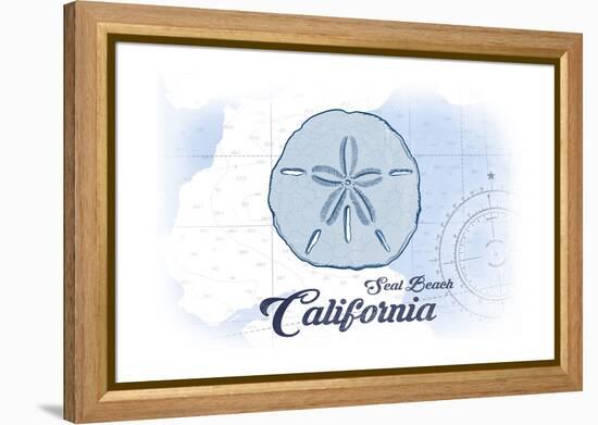 Seal Beach, California - Sand Dollar - Blue - Coastal Icon-Lantern Press-Framed Stretched Canvas