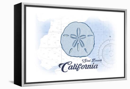Seal Beach, California - Sand Dollar - Blue - Coastal Icon-Lantern Press-Framed Stretched Canvas