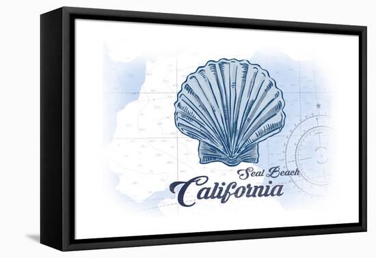 Seal Beach, California - Scallop Shell - Blue - Coastal Icon-Lantern Press-Framed Stretched Canvas