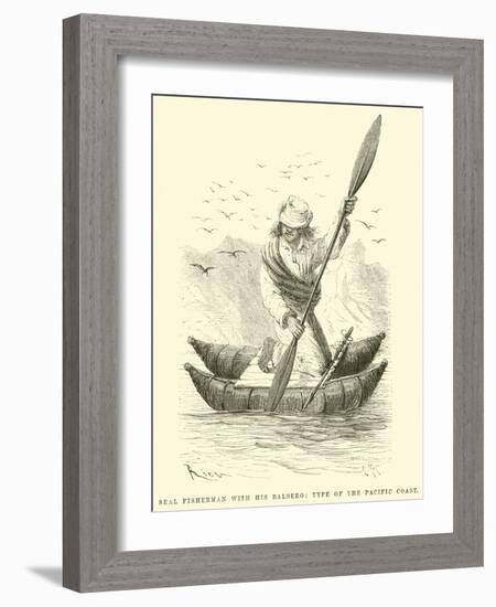 Seal Fisherman with His Balsero, Type of the Pacific Coast-Édouard Riou-Framed Giclee Print