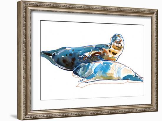 Seal mother, 2022 (mixed media on paper)-Mark Adlington-Framed Giclee Print