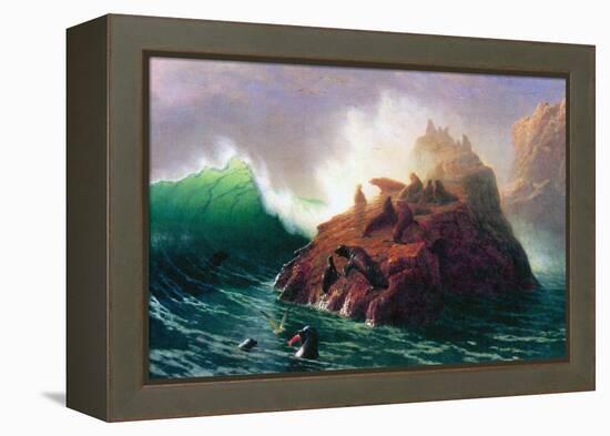 Seal Rock, California-Albert Bierstadt-Framed Stretched Canvas