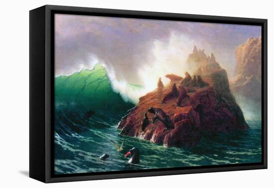 Seal Rock, California-Albert Bierstadt-Framed Stretched Canvas