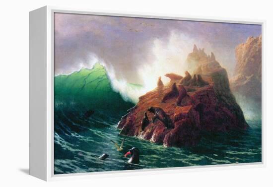 Seal Rock, California-Albert Bierstadt-Framed Stretched Canvas