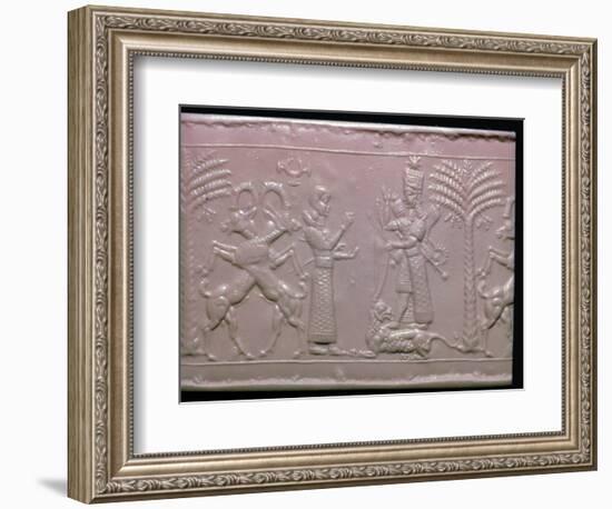 Seal showing the goddess Ishtar, Neo-Assyrian, c720-c700 BC. Artist: Unknown-Unknown-Framed Giclee Print