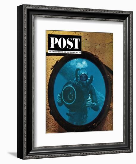 "Sealab Diver," Saturday Evening Post Cover, September 5, 1964-Robert Barth-Framed Giclee Print
