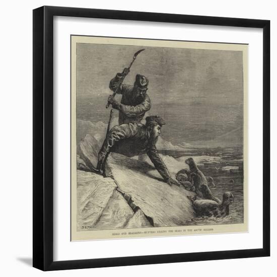 Seals and Sealskins, Hunters Killing the Seals in the Arctic Regions-Samuel Edmund Waller-Framed Giclee Print