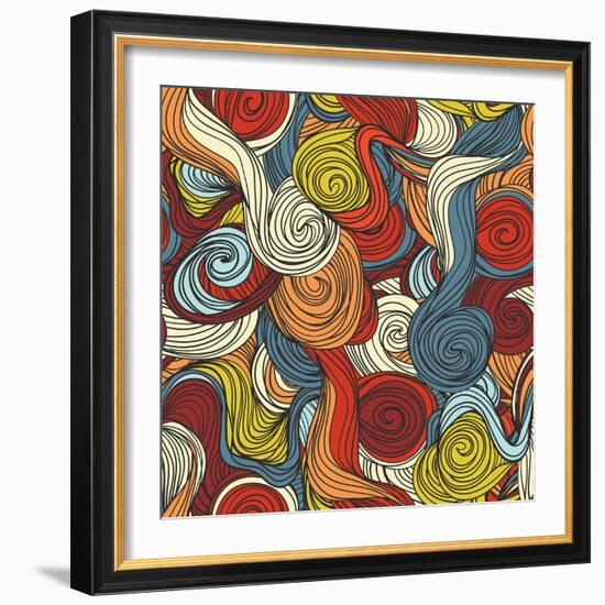 Seamless Abstract Hand-Drawn Texture-Little_cuckoo-Framed Art Print