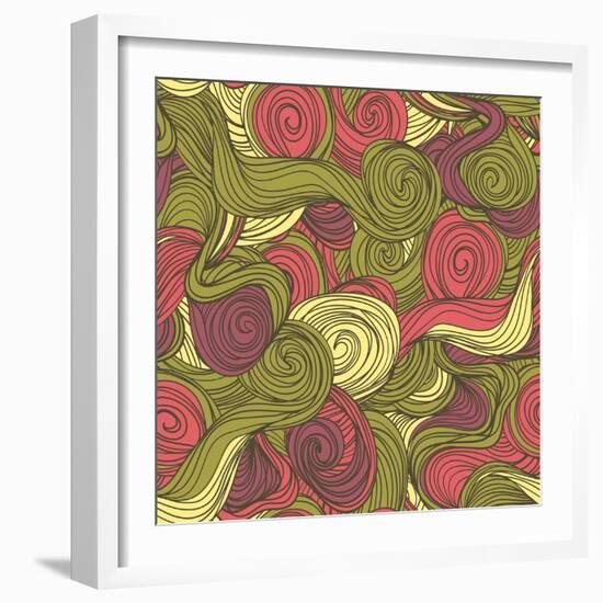 Seamless Abstract Hand-Drawn Texture-Little_cuckoo-Framed Art Print