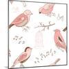 Seamless Background Made of Cute Hand-Drawn Bird Doodles-Alisa Foytik-Mounted Art Print