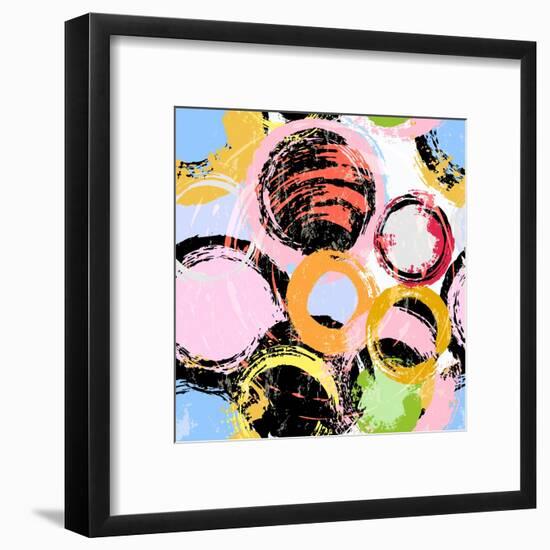 Seamless Background Pattern, with Circles, Paint Strokes and Splashes-Kirsten Hinte-Framed Art Print