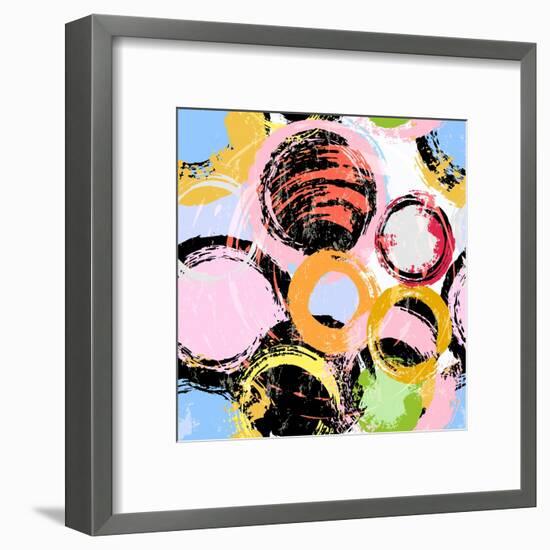 Seamless Background Pattern, with Circles, Paint Strokes and Splashes-Kirsten Hinte-Framed Art Print