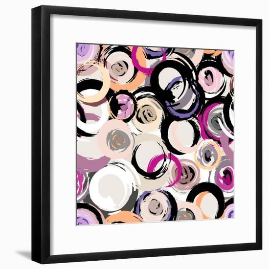 Seamless Background Pattern, with Circles, Paint Strokes and Splashes-Kirsten Hinte-Framed Premium Giclee Print