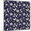 Seamless Background Retro Navy Blue Botanic Garden Flower Vine Chintz-Phoebe Yu-Mounted Art Print