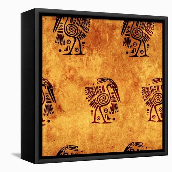 Seamless Background With American Indian Traditional Patterns-frenta-Framed Stretched Canvas