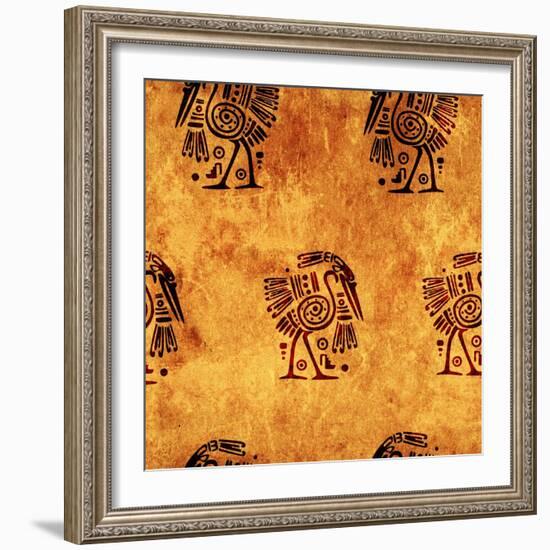 Seamless Background With American Indian Traditional Patterns-frenta-Framed Art Print