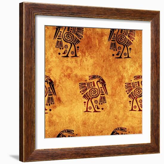 Seamless Background With American Indian Traditional Patterns-frenta-Framed Art Print