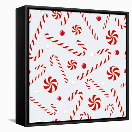 Seamless Background with Christmas Candies. Vector Illustration.-Naddya-Framed Stretched Canvas