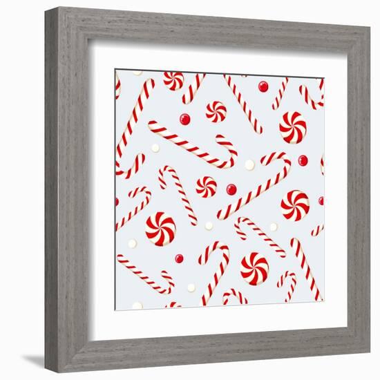 Seamless Background with Christmas Candies. Vector Illustration.-Naddya-Framed Art Print