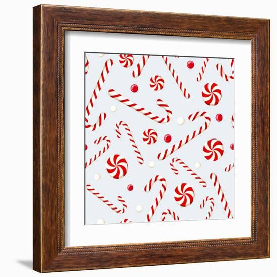 Seamless Background with Christmas Candies. Vector Illustration.-Naddya-Framed Art Print