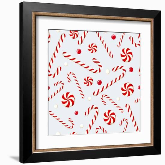 Seamless Background with Christmas Candies. Vector Illustration.-Naddya-Framed Art Print