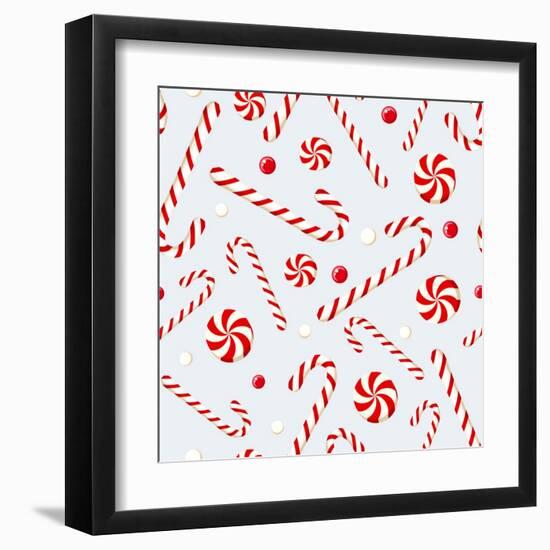 Seamless Background with Christmas Candies. Vector Illustration.-Naddya-Framed Art Print