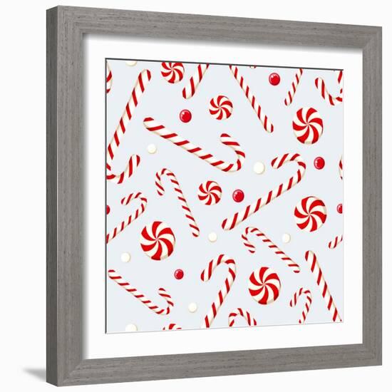 Seamless Background with Christmas Candies. Vector Illustration.-Naddya-Framed Art Print