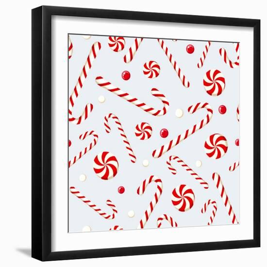 Seamless Background with Christmas Candies. Vector Illustration.-Naddya-Framed Art Print