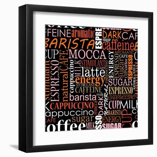 Seamless Background With Coffee Tags-seamartini-Framed Art Print