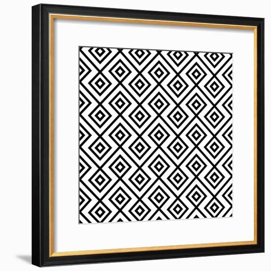 Seamless Black And White Diamonte-viviv-Framed Premium Giclee Print