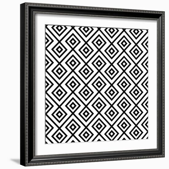 Seamless Black And White Diamonte-viviv-Framed Premium Giclee Print