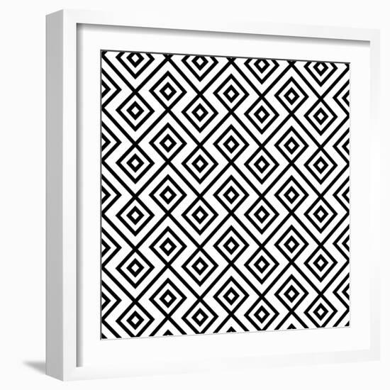 Seamless Black And White Diamonte-viviv-Framed Art Print