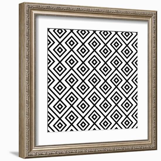 Seamless Black And White Diamonte-viviv-Framed Art Print