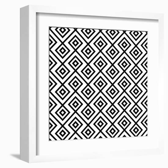 Seamless Black And White Diamonte-viviv-Framed Art Print