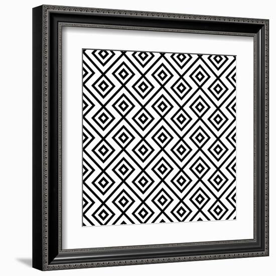 Seamless Black And White Diamonte-viviv-Framed Art Print