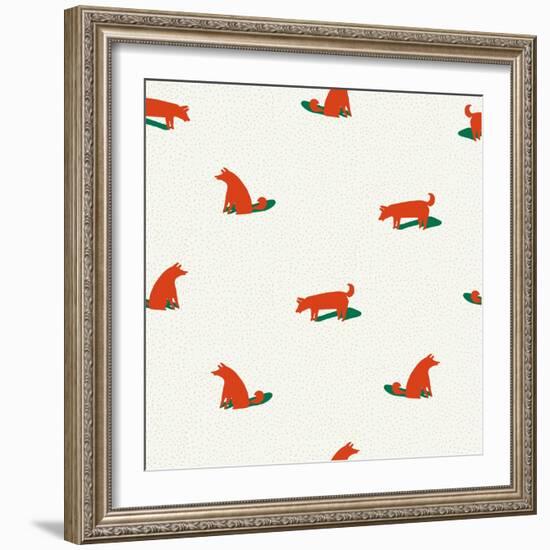 Seamless Dog Pattern-Tasiania-Framed Art Print