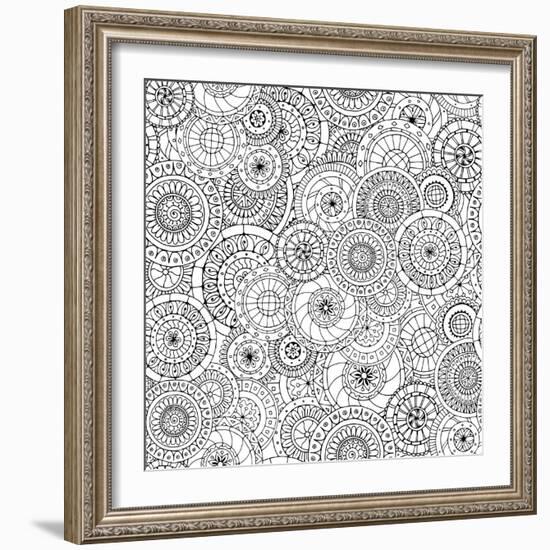 Seamless Floral Doddle Pattern and Cucumbers-null-Framed Art Print