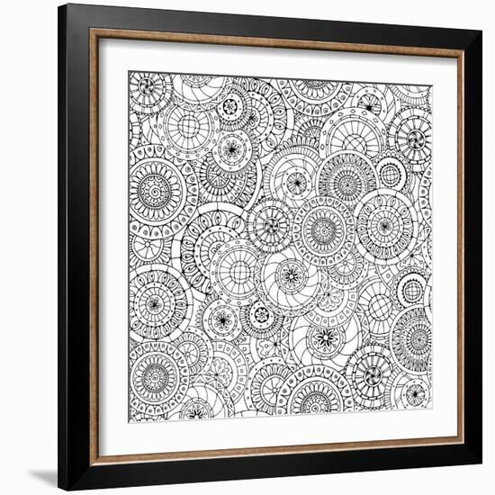 Seamless Floral Doddle Pattern and Cucumbers-null-Framed Art Print