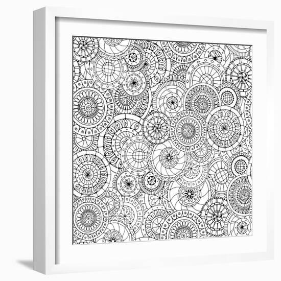 Seamless Floral Doddle Pattern and Cucumbers-null-Framed Art Print