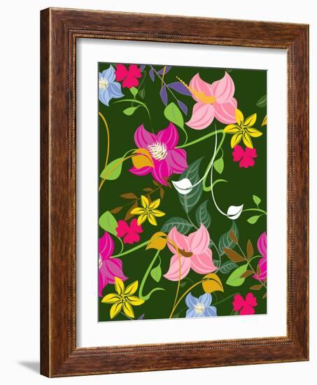 Seamless Floral Pattern Background - Illustration-Jxana-Framed Art Print