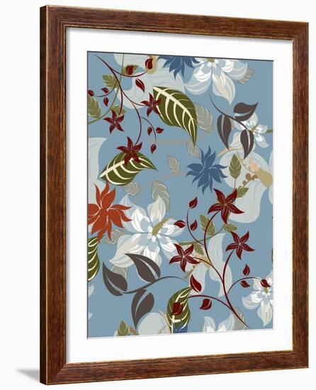 Seamless Floral Pattern Background - Illustration-Jxana-Framed Art Print