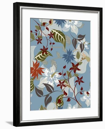 Seamless Floral Pattern Background - Illustration-Jxana-Framed Art Print