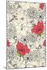 Seamless Floral Pattern with Red Flowers on Monochrome Background-DeMih-Mounted Art Print