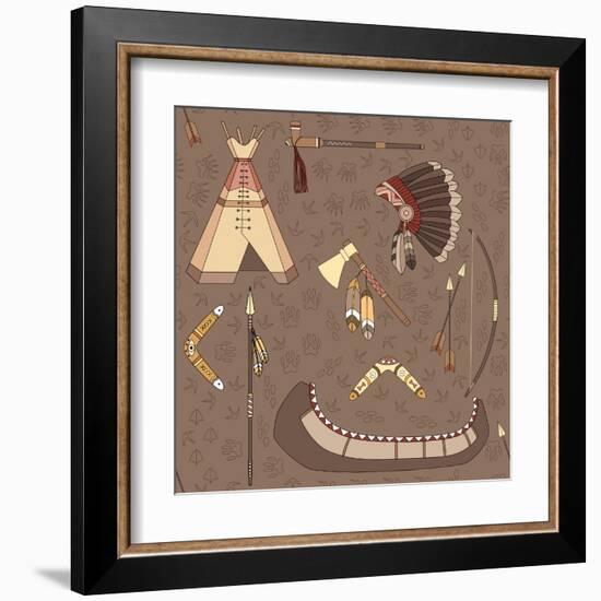 Seamless Indian Pattern-destra-Framed Art Print