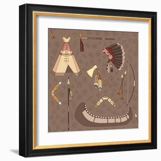 Seamless Indian Pattern-destra-Framed Art Print