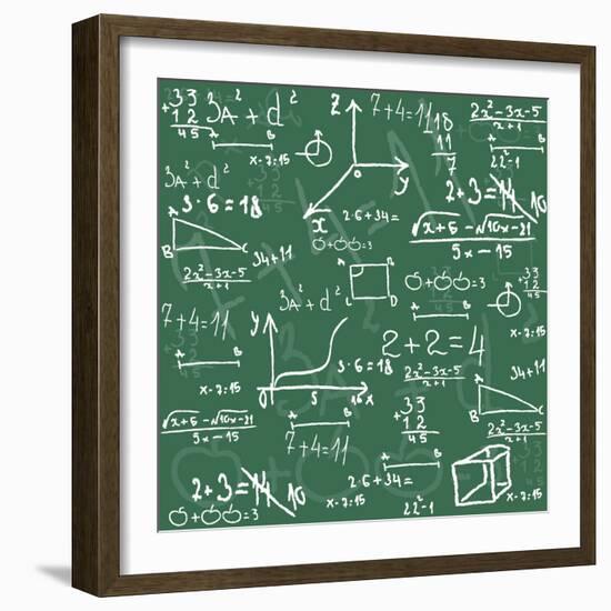 Seamless Math Elements on School Board.-Yaroslavna-Framed Premium Giclee Print