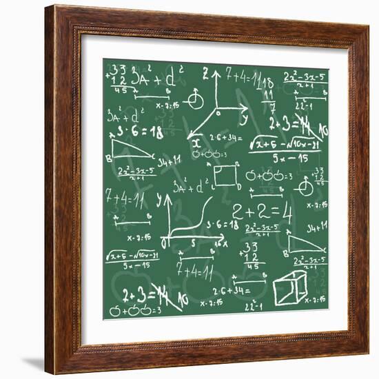 Seamless Math Elements on School Board.-Yaroslavna-Framed Premium Giclee Print