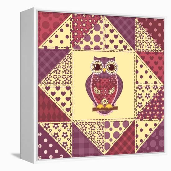 Seamless Patchwork Owl Pattern 2-nad_o-Framed Stretched Canvas