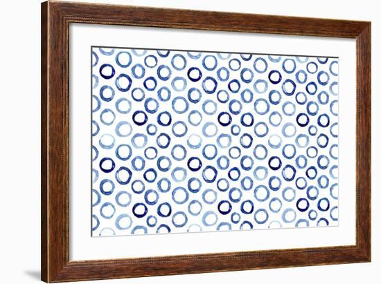 Seamless Pattern of Watercolor Blue Circles in Polka Dot Style-Katerina Izotova Art Lab-Framed Premium Giclee Print