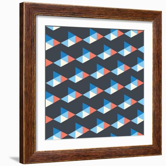 Seamless Pattern of White, Blue, Red Triangles-Little_cuckoo-Framed Art Print